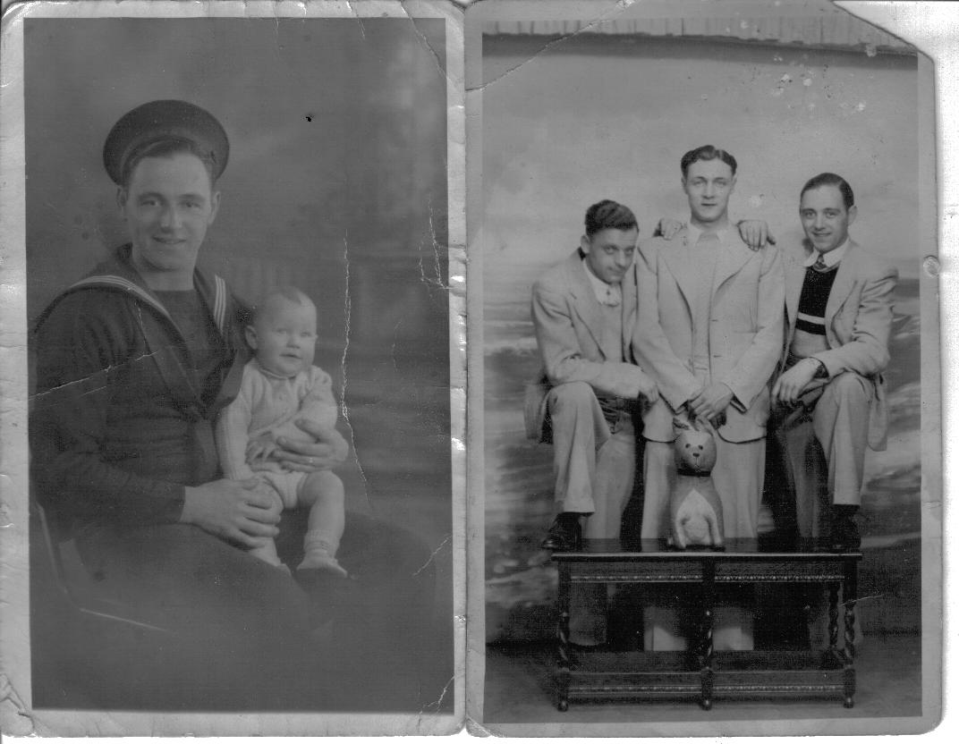 HORACE JACK BROUGHTON with my brother and dads two brothers also sailors on leave in Blackpool.